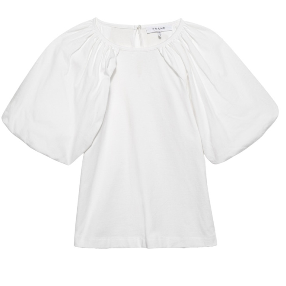 FRAME White Puff Sleeve Tee - Small